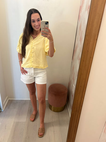 Marie Ruffle Collar Top Yellow