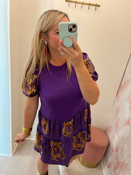 Tiger Sequin Dress Purple