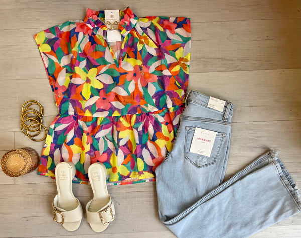 Peplum Flower Top