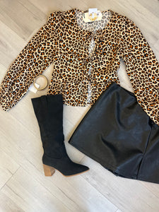 Tie Front Leopard Blouse