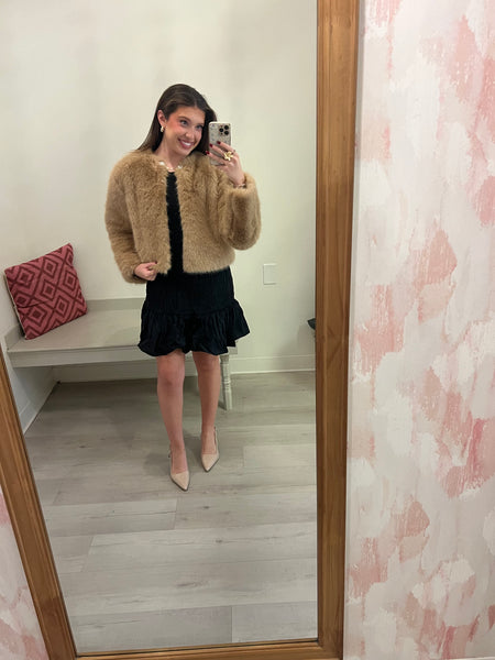 Fur Jacket Rhinestone Clasp