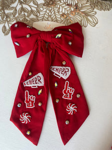 Cheer Them On Hair Bow Red