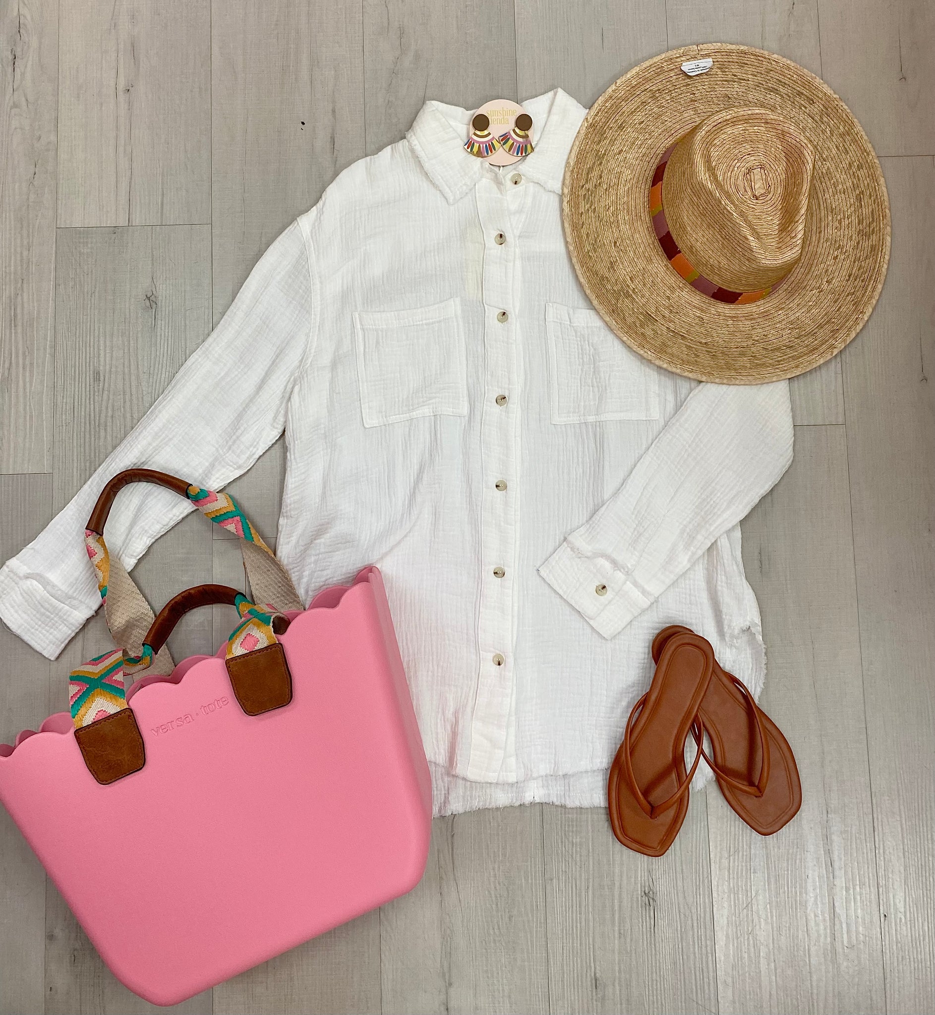 Gauze Button Down Coverup White