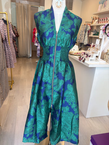 Bold Floral Print Front Zip Dress