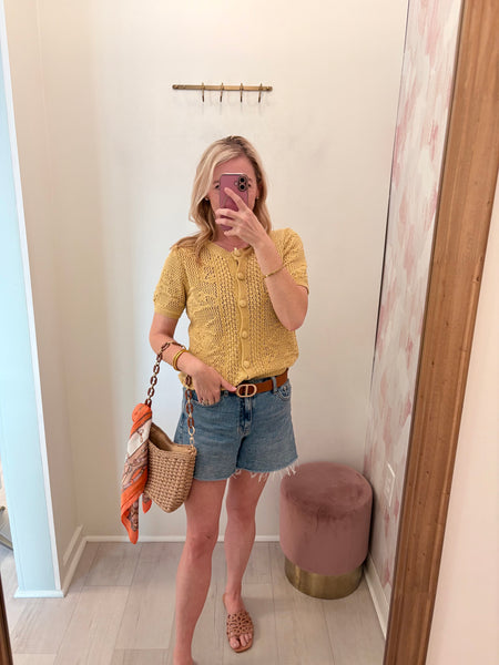 Yellow SS Crochet Sweater