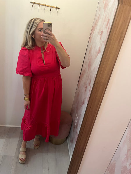 Camden Poplin Midi Dress Pink