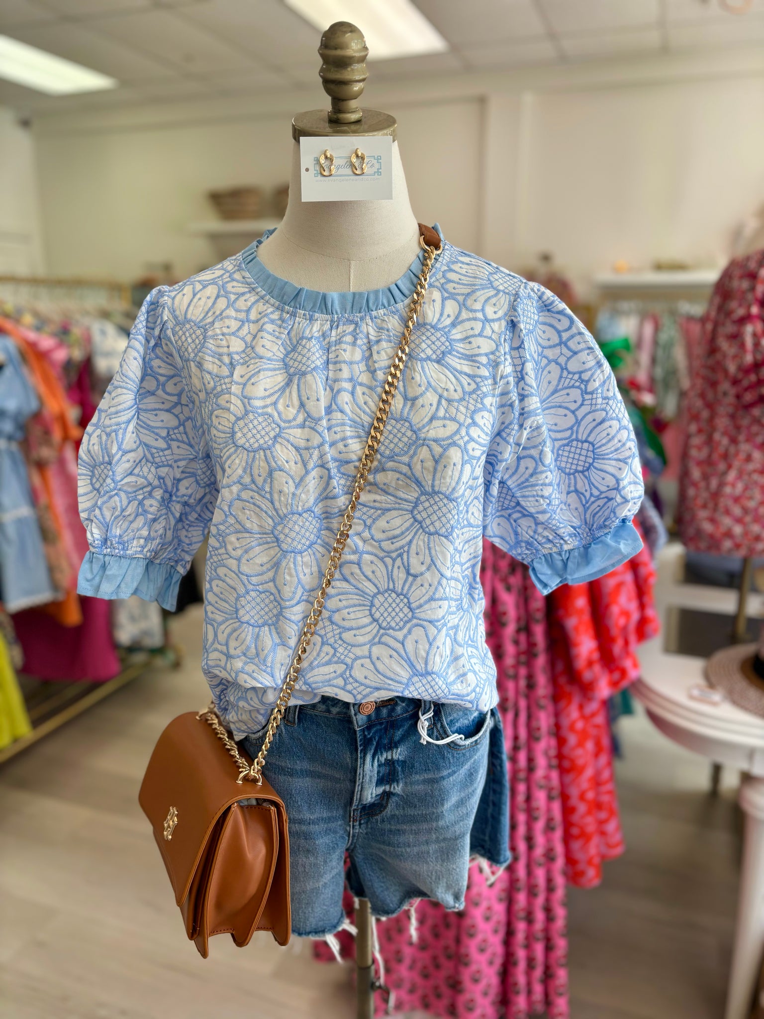 Giselle Embroidered Blue Top