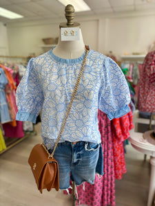 Giselle Embroidered Blue Top
