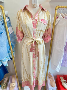 Finley Belted Button Up Maxi Pink