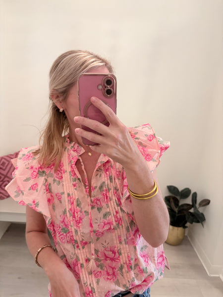 Rosy Flutter Sleeve Top