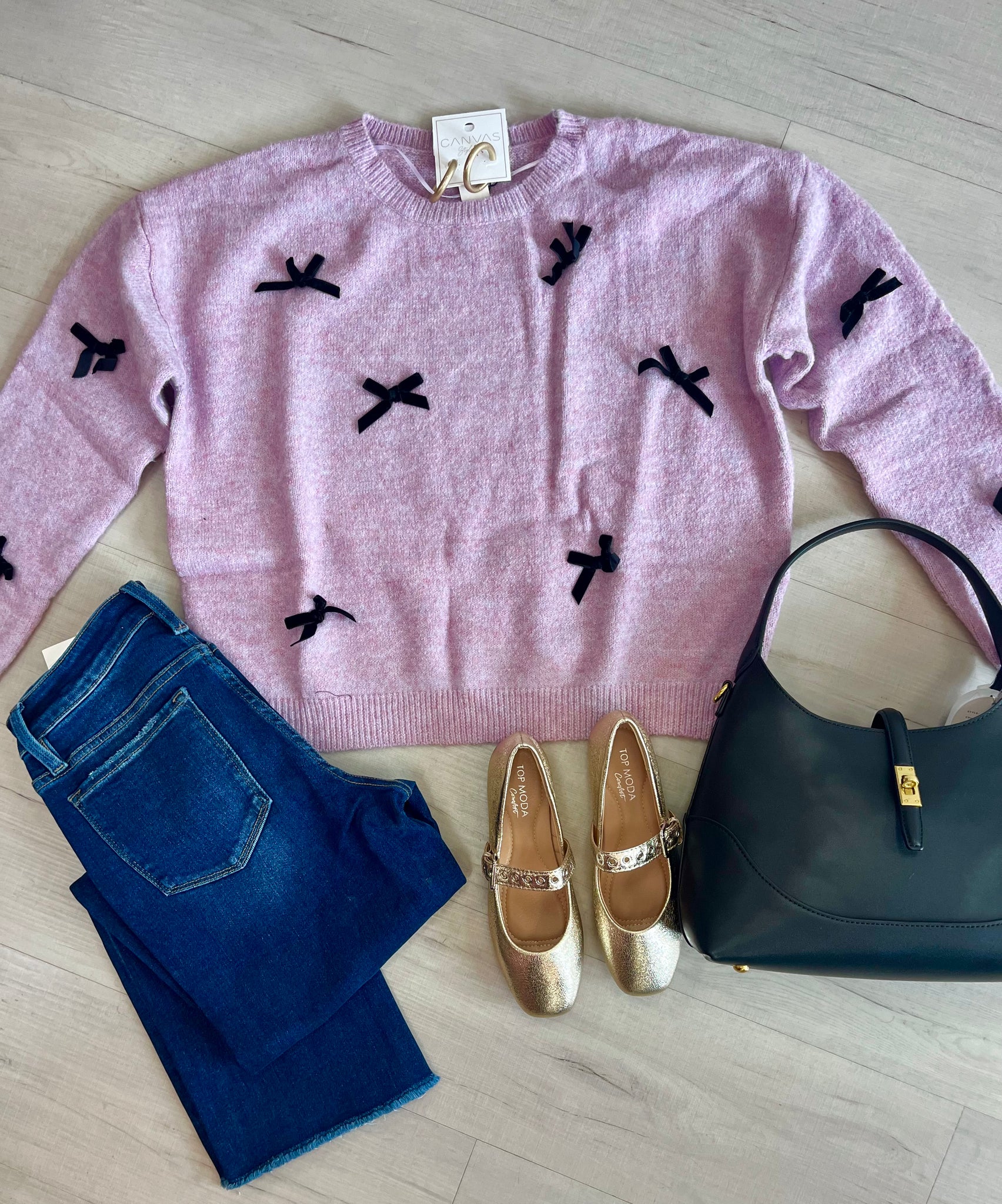 Orchid Velvet Bow Sweater