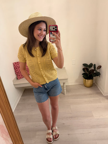 Yellow SS Crochet Sweater