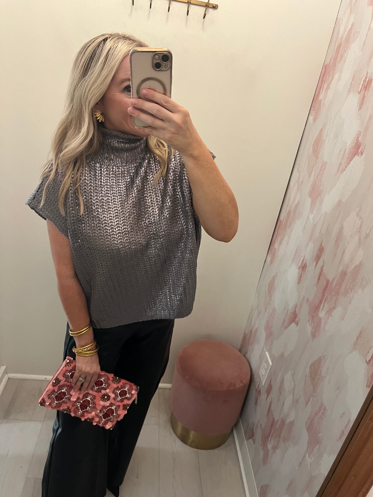 Silver Metallic Sweater SS