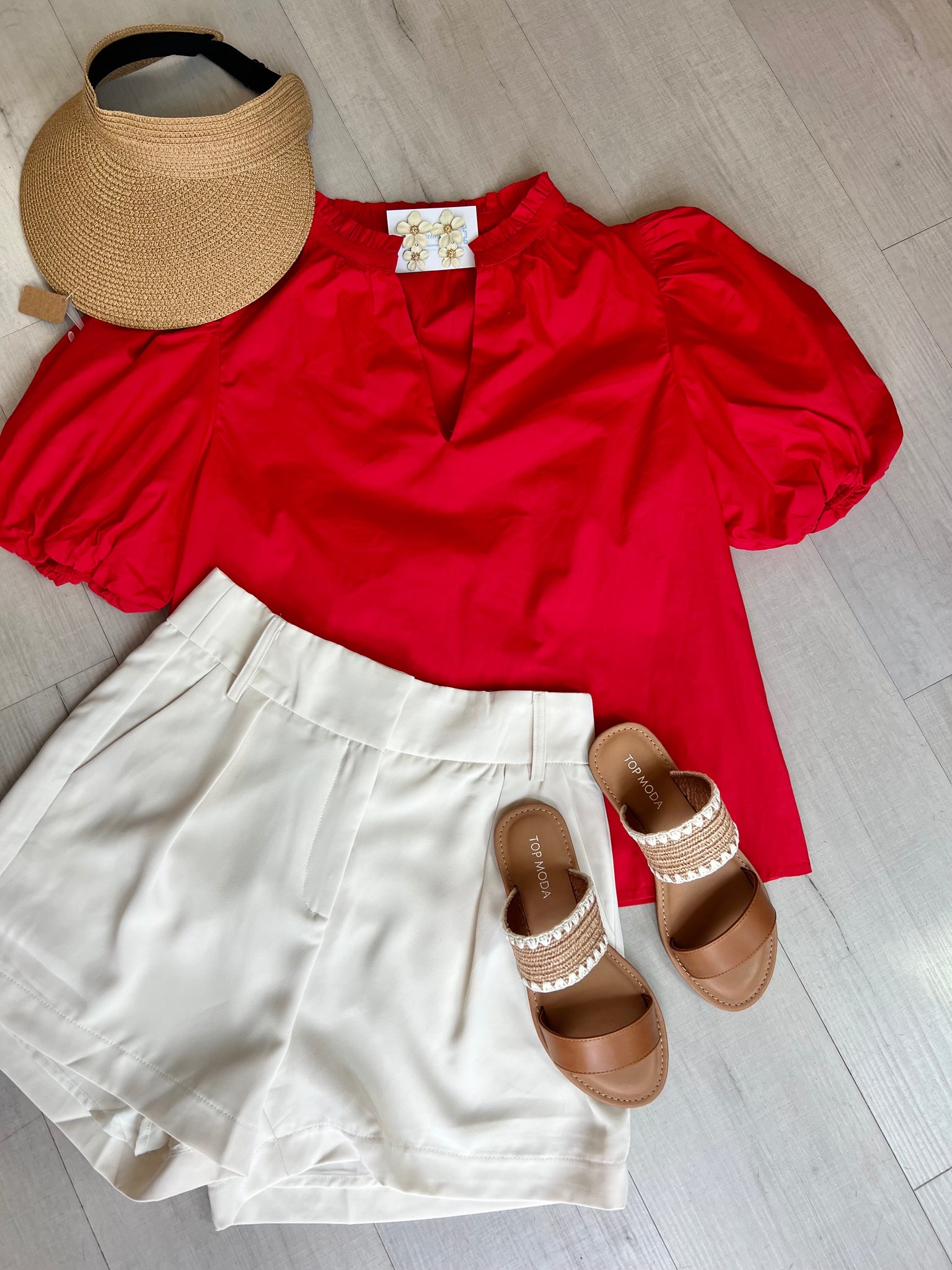 Rouge Bubble Sleeve Blouse