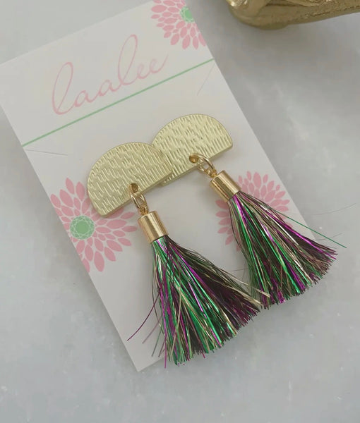 MG Tri Color Tinsel Tassel Earring