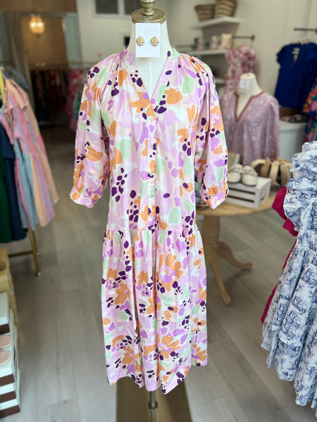 Springtime Floral Midi -Pink