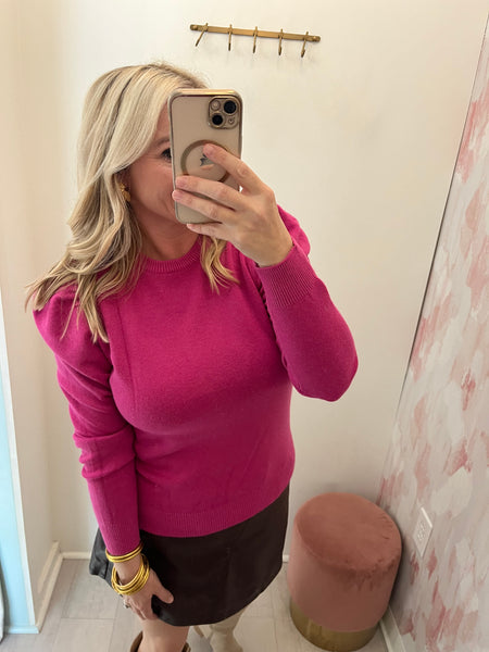 Pink Berry Puff Sleeve Sweater