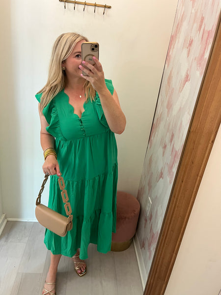 Abby Scalloped Neckline Maxi-Gr