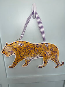 Purple and Gold Tiger DoorHanger