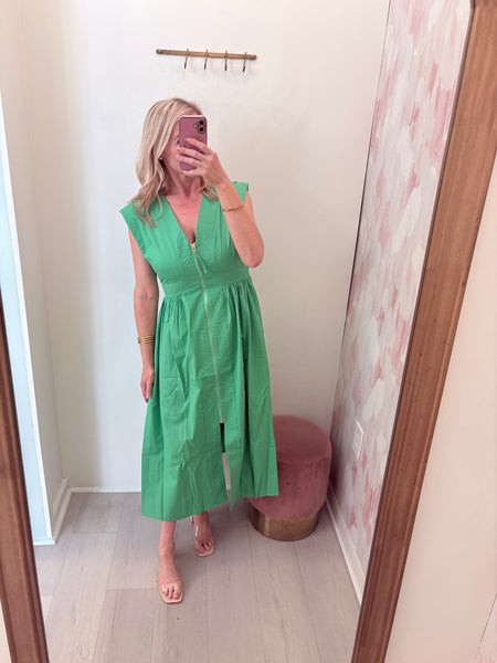 Masters Zip Front Midi Dress