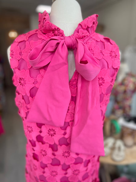 Anna Floral Overlay Dress-Pink