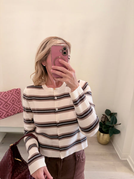 Cropped Striped Cardigan