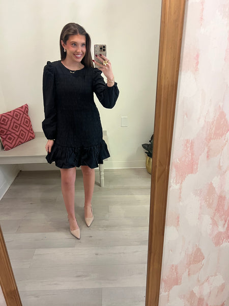 Gigi LS Smocked Dress Black