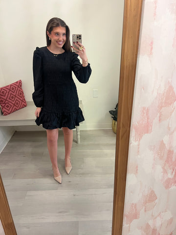 Gigi LS Smocked Dress Black