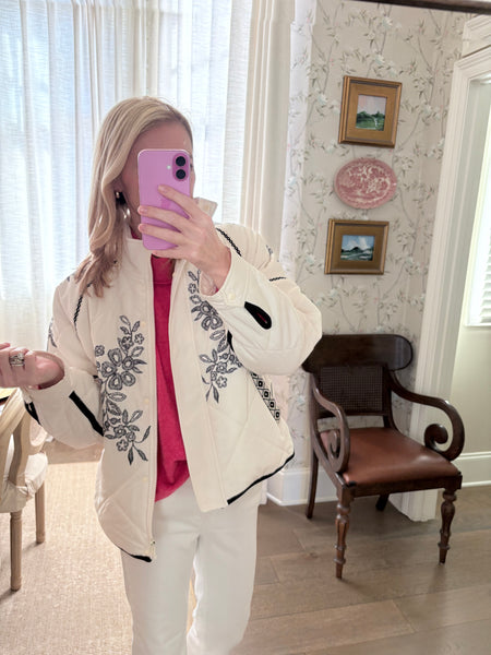 Embroidered Detail Coat