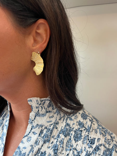 Gold Foil Fan Earrings