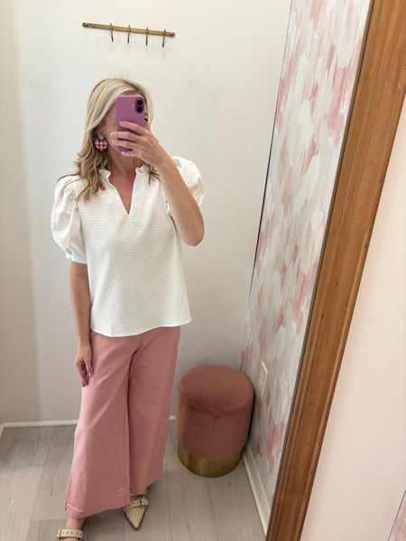 Reese Textured White Blouse
