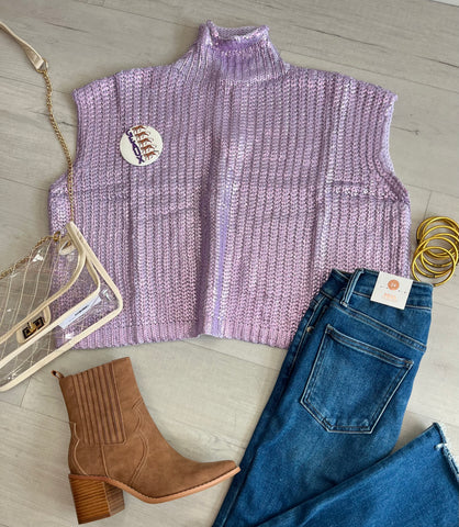 Gameday Metallic SweaterTank Lilac