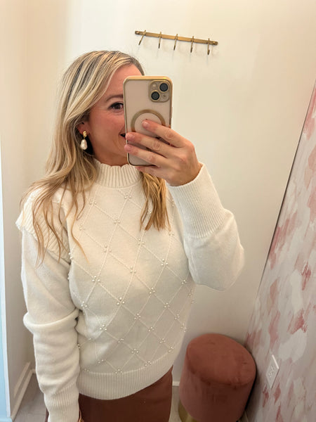 Christmas White Pearl Sweater