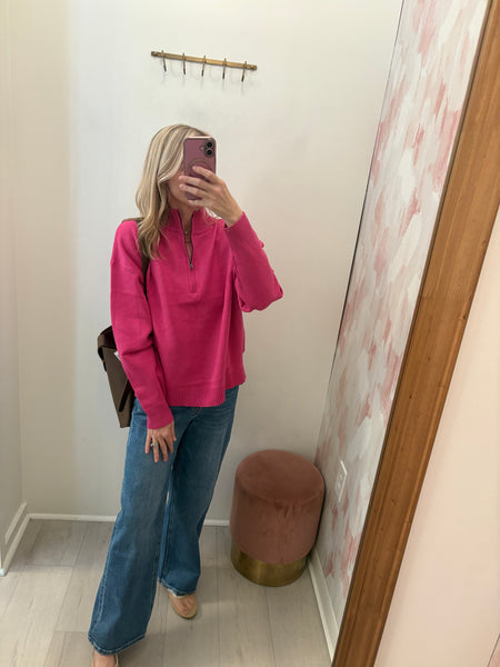 Kellie Pink Zip Up Sweater