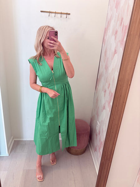 Masters Zip Front Midi Dress