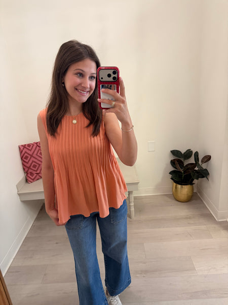 Apricot Pleated SL Top