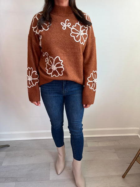 Ginger Floral Crochet Sweater