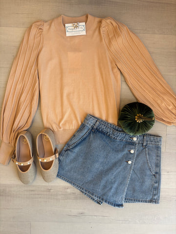 Pleated Sleeve Sweater