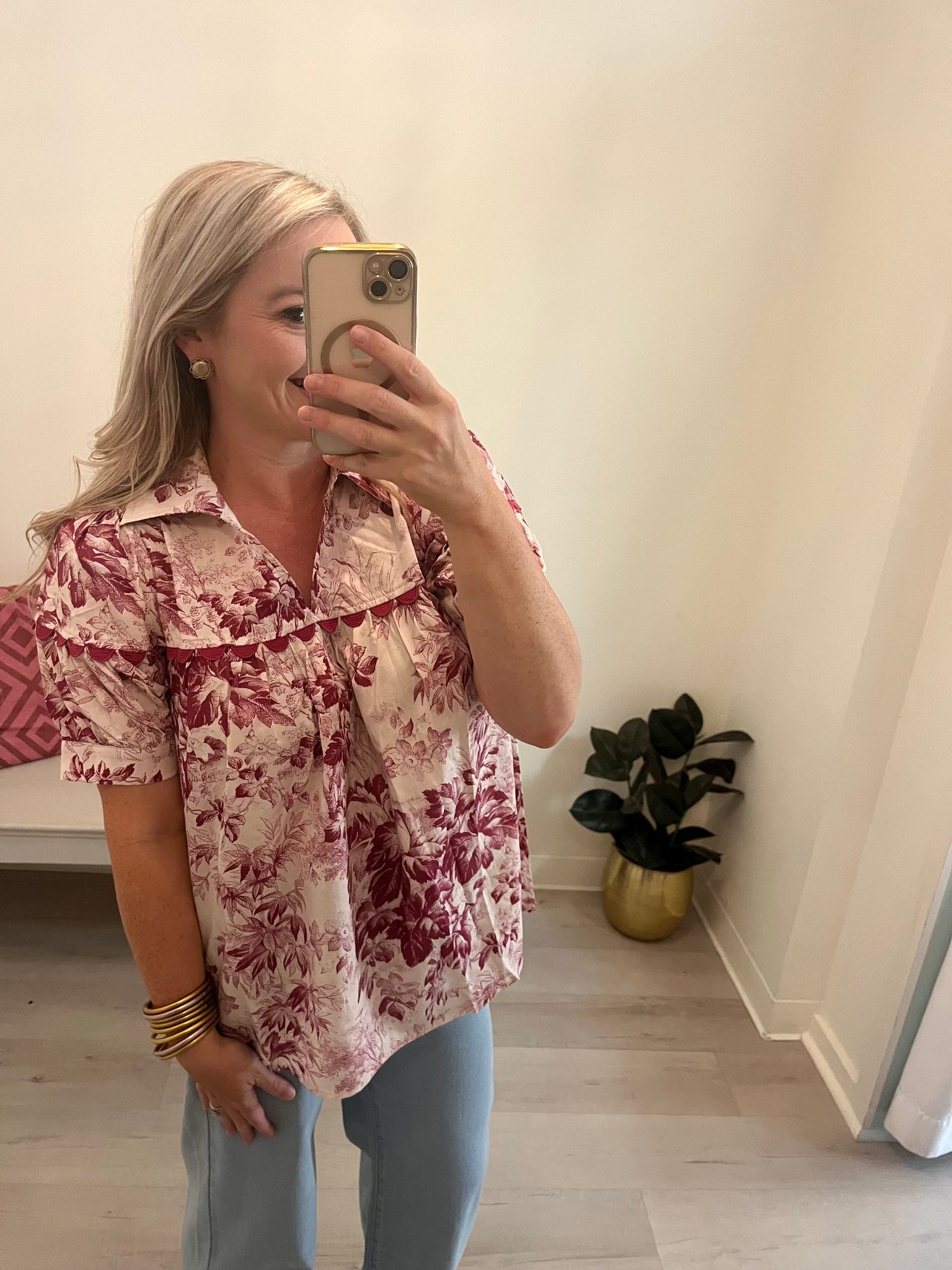 Wine Foliage Ric Rac Blouse