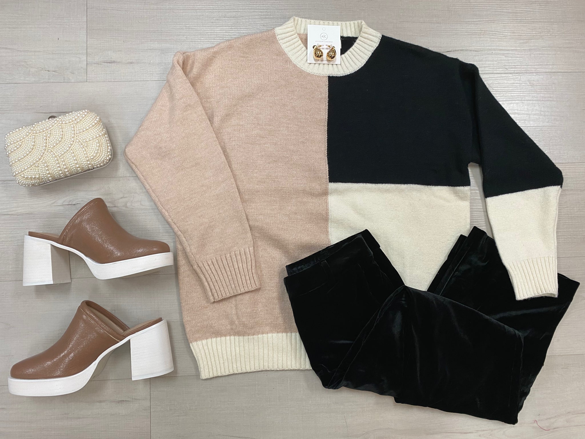 Black Colorblock Sweater