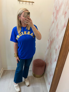 Warriors Gold Sequins TShirt Blue