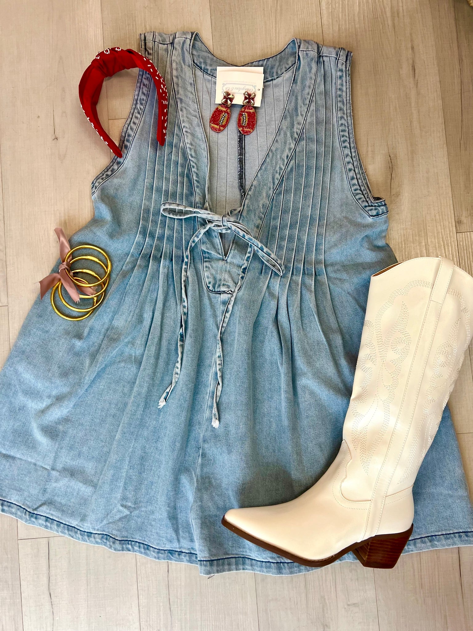 VNeck Sleeveless Demim Romper