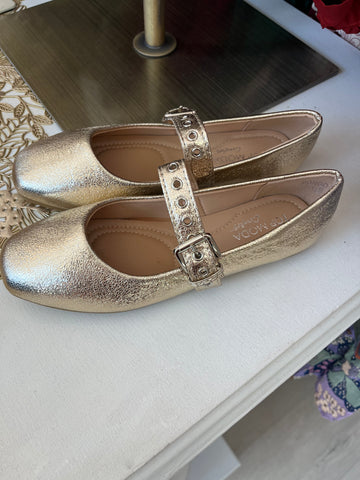 Mary Jane Ballet Flats Gold