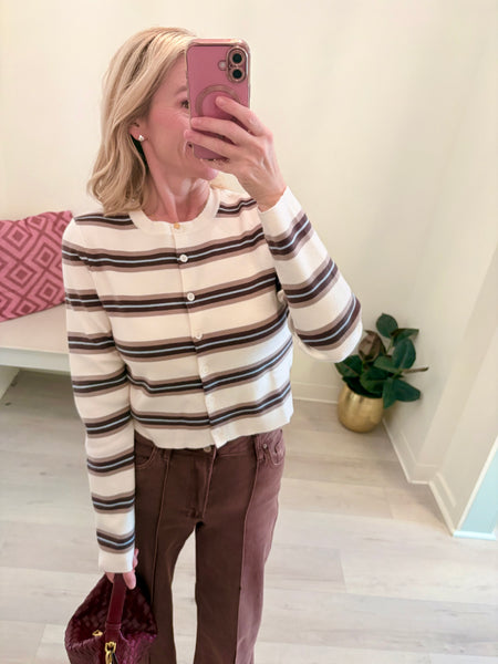 Cropped Striped Cardigan