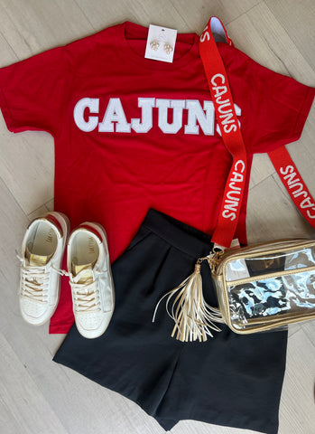 Cajuns Sequin TShirt Red