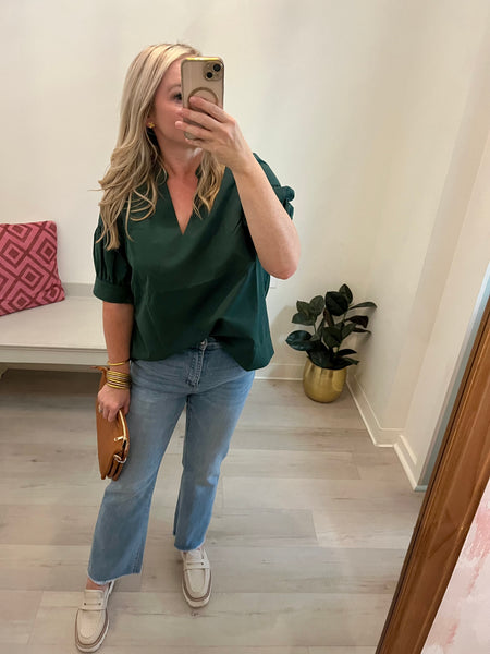 Stevie VNeck Top Forest Green