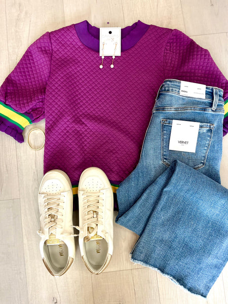 Quilted Mardi Gras Blouse
