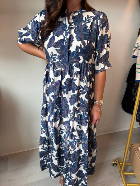 Blanche Midi Dress Navy