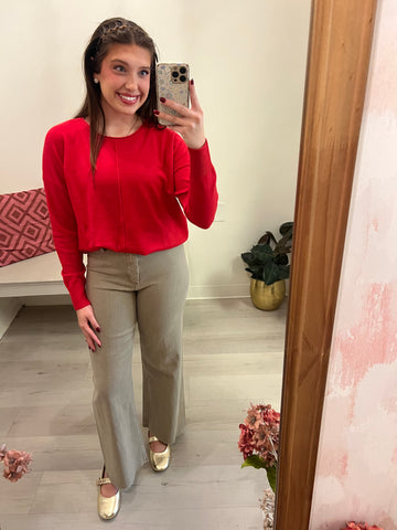 Light Weight Fall Sweater Red