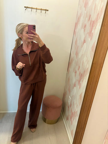 3/4 Zip Lounge Pant Set Coco